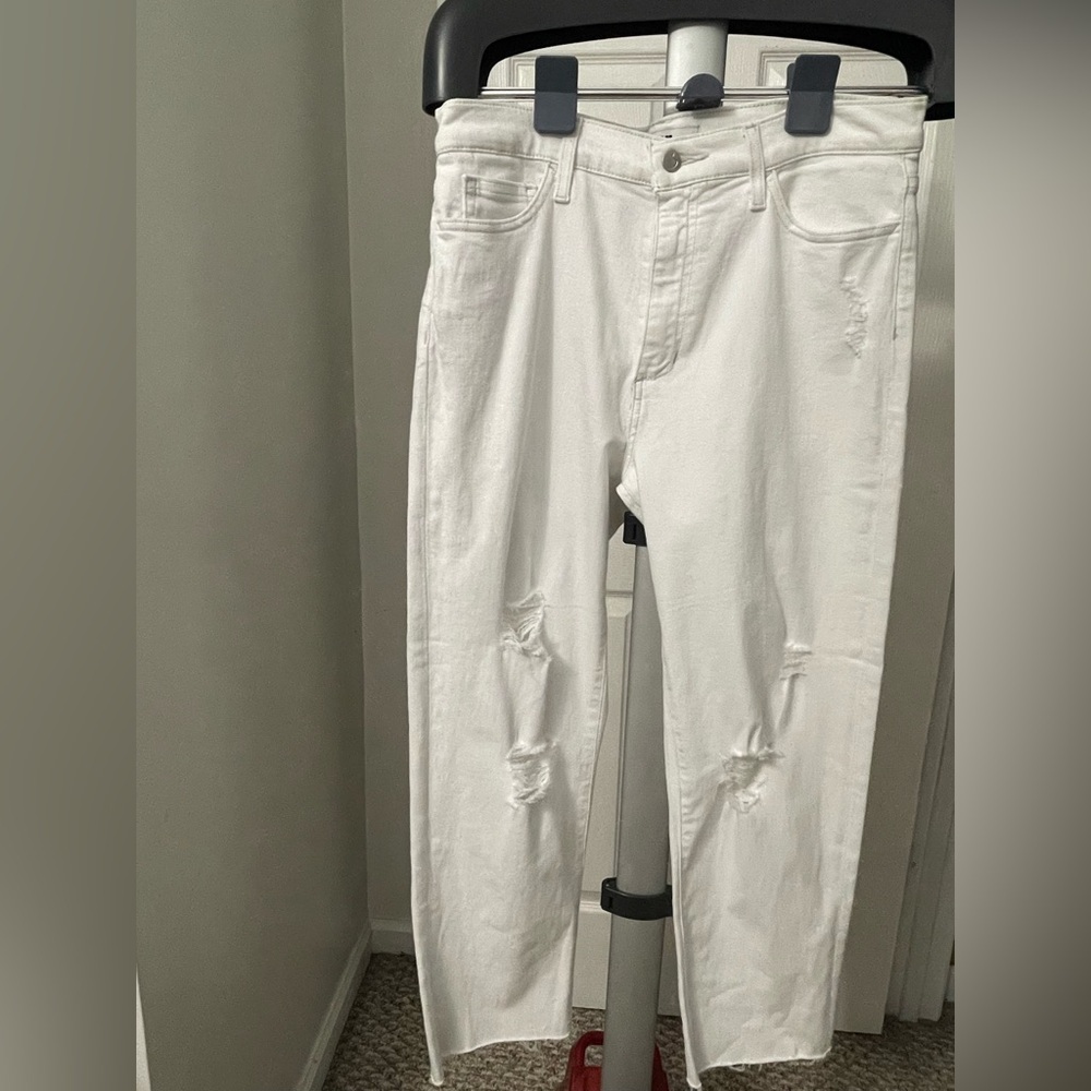 Joe’s Jeans Arista High Rise Straight Crop White Distressed Jeans Size 31